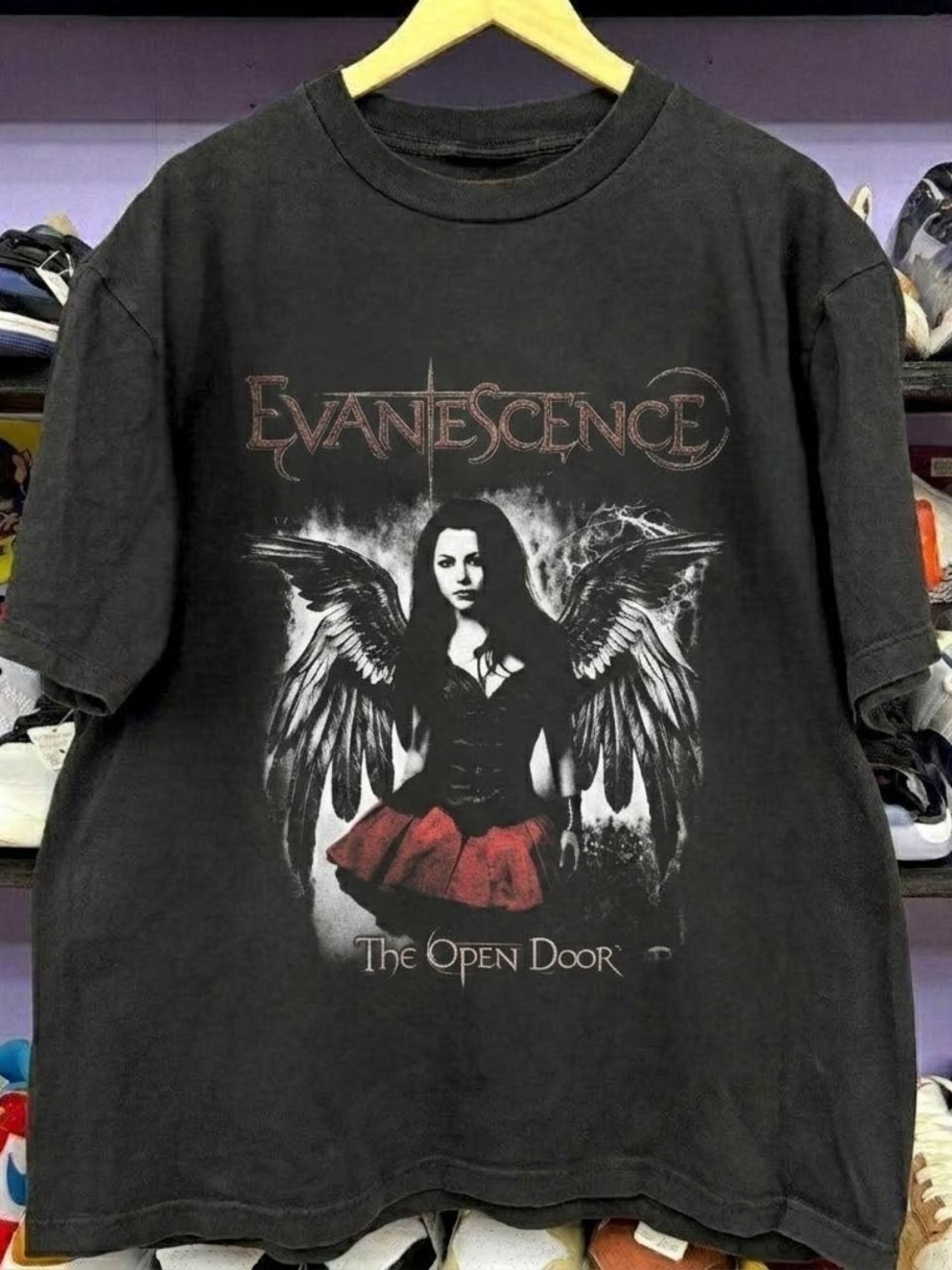 Gildan Black Evanescence 'The Open Door' Graphic Tee with Red Accent